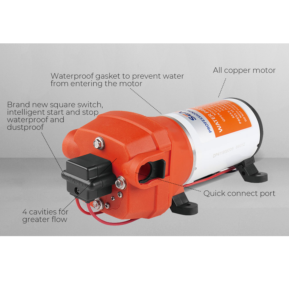 SEAFLO 12V Water Pump Pressure Diaphragm Self Priming Pump 4.5Gallons Per Min 17LPM 40PSI Water Booster for V985-SEAFLOPUMP17LPM
