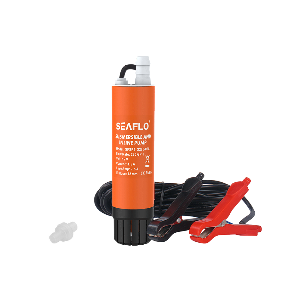SEAFLO Submersible Inline Pump 12V 280GPH Transfer Pump Water Resistant High Pressure Washing Water Diesel V985-SEAFLOPUMP280GPH
