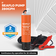 SEAFLO Submersible Inline Pump 12V 280GPH Transfer Pump Water Resistant High Pressure Washing Water Diesel V985-SEAFLOPUMP280GPH