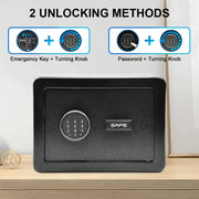 All Steel Safety Box Wall Mountable Fireproof Mini Safe Box Keypad and Key Dual Unlock Methods with Removable Shelf for Home Office Hotel Money Safe