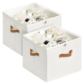 2 Pack Shoe Organizer Zipper Clear Lid Fabric Shoe Storage Box Space Saving Beige Shoe Holder for Closet and V985-SHOEORGANIZER