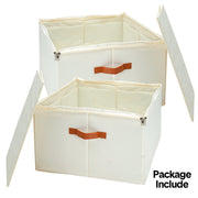 2 Pack Shoe Organizer Zipper Clear Lid Fabric Shoe Storage Box Space Saving Beige Shoe Holder for Closet and V985-SHOEORGANIZER