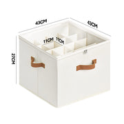 2 Pack Shoe Organizer Zipper Clear Lid Fabric Shoe Storage Box Space Saving Beige Shoe Holder for Closet and V985-SHOEORGANIZER