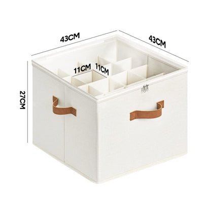 2 Pack Shoe Organizer Zipper Clear Lid Fabric Shoe Storage Box Space Saving Beige Shoe Holder for Closet and V985-SHOEORGANIZER