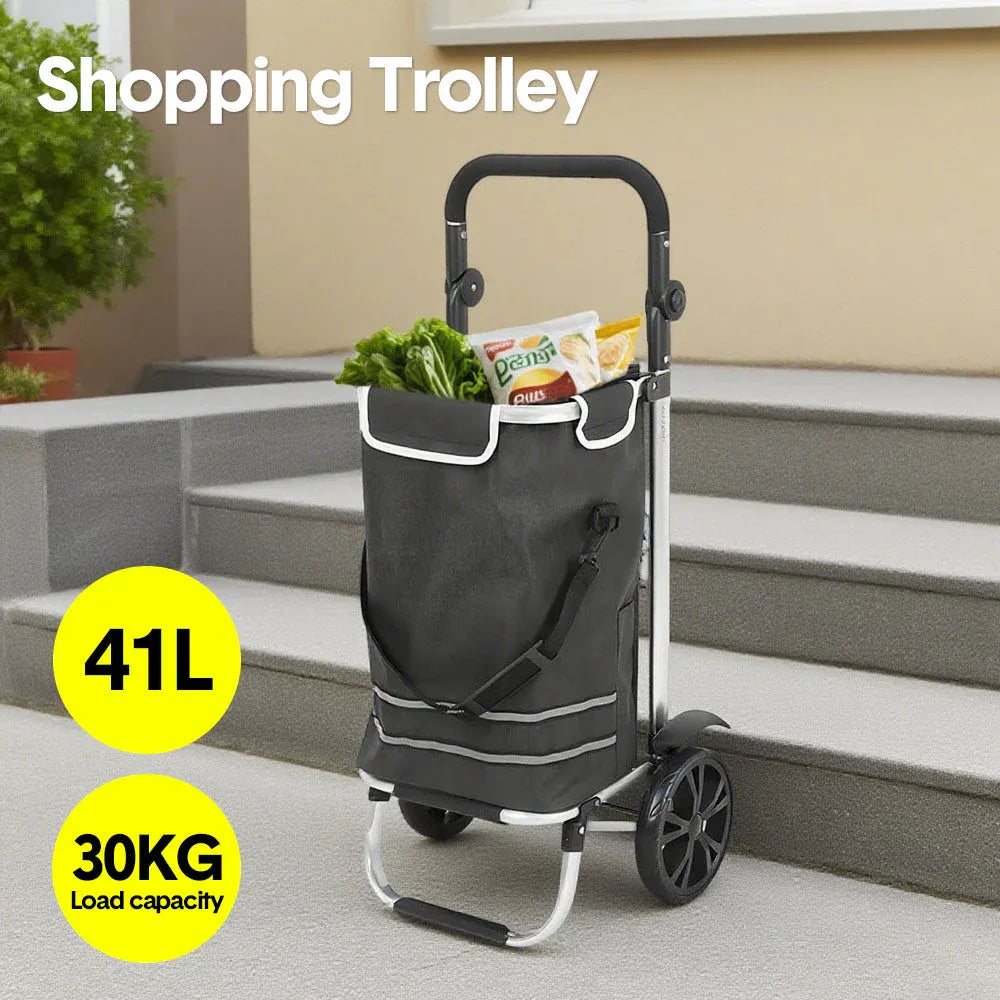 Foldable Shopping Trolley Cart Multifunctional Large Capacity Hand Carry Bag Aluminium Frame with Removable V985-SHOPPINGTROLLEY