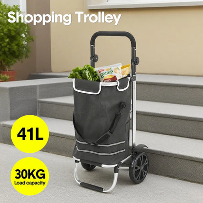 Foldable Shopping Trolley Cart Multifunctional Large Capacity Hand Carry Bag Aluminium Frame with Removable V985-SHOPPINGTROLLEY