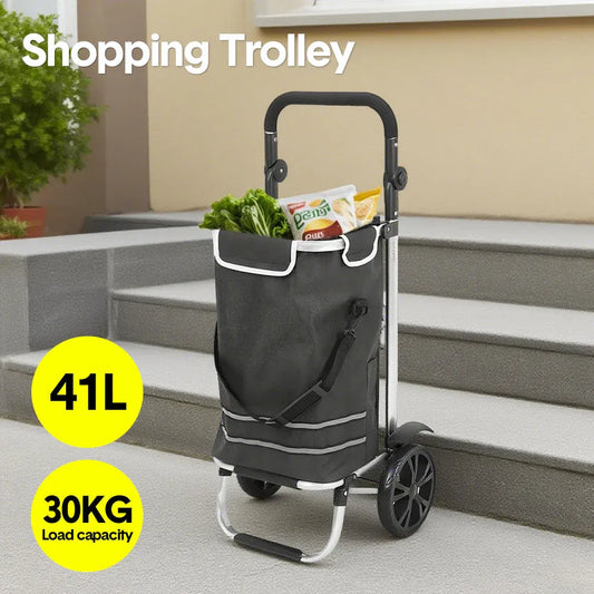 Foldable Shopping Trolley Cart Multifunctional Large Capacity Hand Carry Bag Aluminium Frame with Removable V985-SHOPPINGTROLLEY