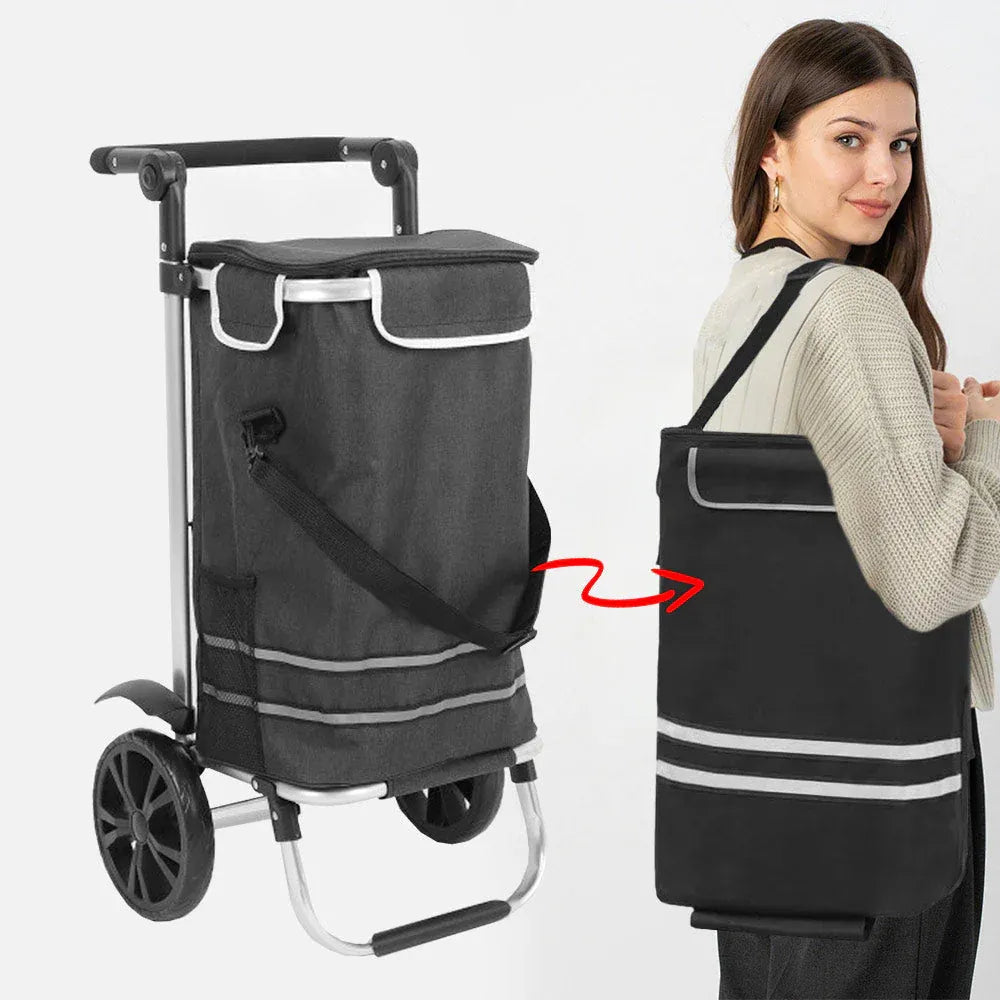 Foldable Shopping Trolley Cart Multifunctional Large Capacity Hand Carry Bag Aluminium Frame with Removable V985-SHOPPINGTROLLEY