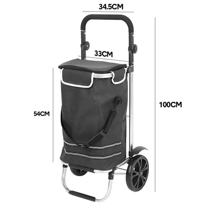 Foldable Shopping Trolley Cart Multifunctional Large Capacity Hand Carry Bag Aluminium Frame with Removable V985-SHOPPINGTROLLEY