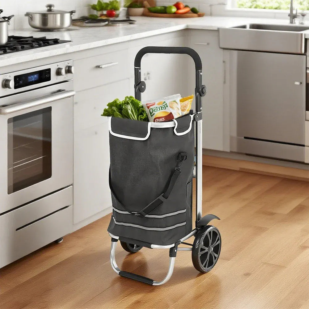 Foldable Shopping Trolley Cart Multifunctional Large Capacity Hand Carry Bag Aluminium Frame with Removable V985-SHOPPINGTROLLEY