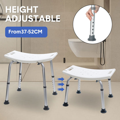 Shower Chair Stable Non-Slip Bath Seat 37-52cm Height Adjustable with Shower Holder and Armrest for Elderly V985-SHOWERCHAIR