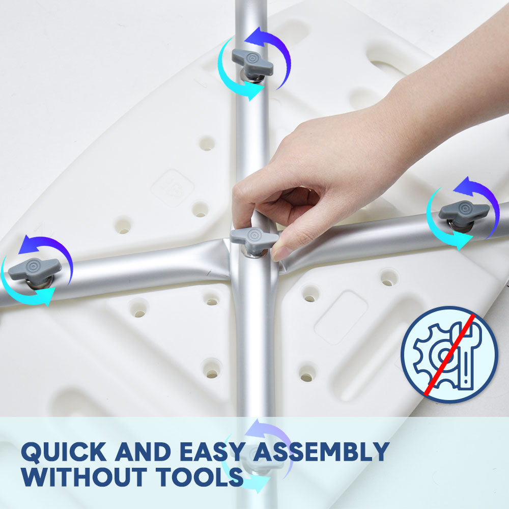 Shower Chair Stable Non-Slip Bath Seat 37-52cm Height Adjustable with Shower Holder and Armrest for Elderly V985-SHOWERCHAIR