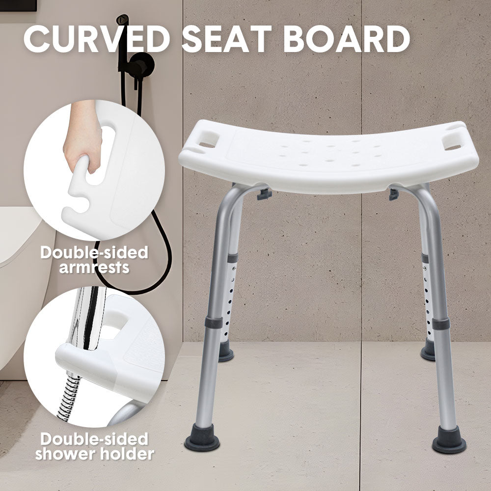 Shower Chair Stable Non-Slip Bath Seat 37-52cm Height Adjustable with Shower Holder and Armrest for Elderly V985-SHOWERCHAIR