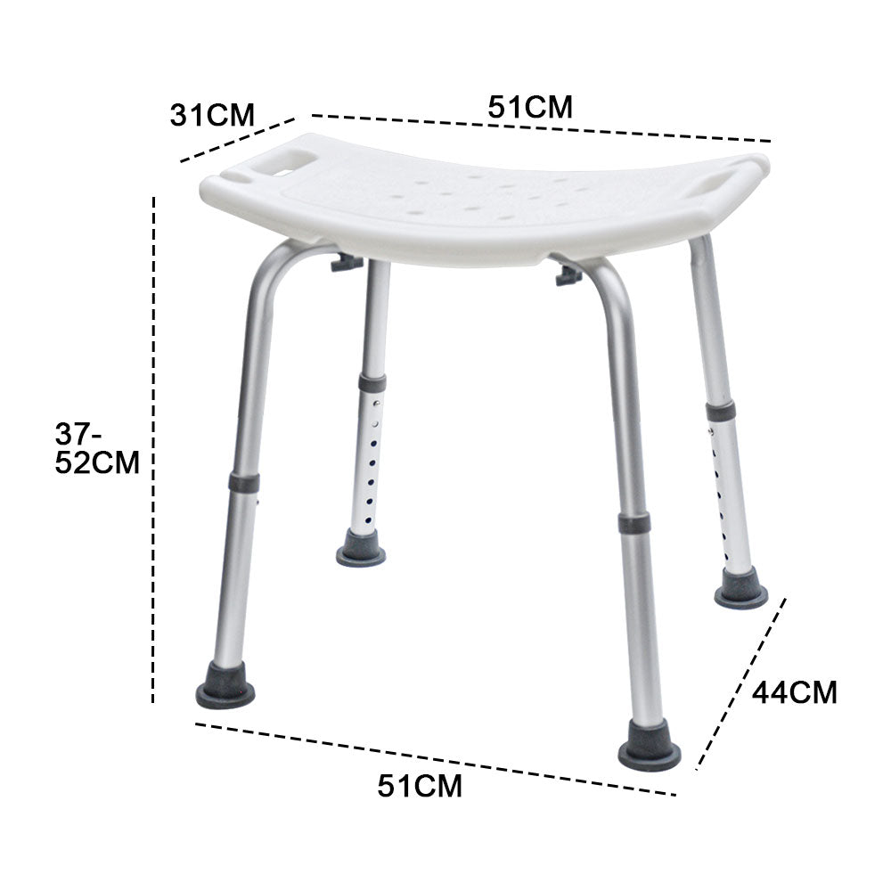 Shower Chair Stable Non-Slip Bath Seat 37-52cm Height Adjustable with Shower Holder and Armrest for Elderly V985-SHOWERCHAIR