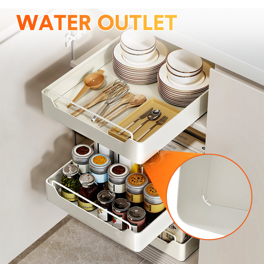 2 Pack Sliding Out Drawer Pull Out Storage Cabinet Under Sink Organiser with Adhesive Nano Film for Kitchen V985-SLIDINGDRAWER