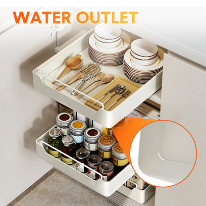2 Pack Sliding Out Drawer Pull Out Storage Cabinet Under Sink Organiser with Adhesive Nano Film for Kitchen V985-SLIDINGDRAWER