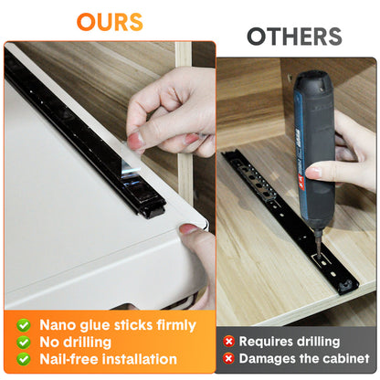 2 Pack Sliding Out Drawer Pull Out Storage Cabinet Under Sink Organiser with Adhesive Nano Film for Kitchen V985-SLIDINGDRAWER