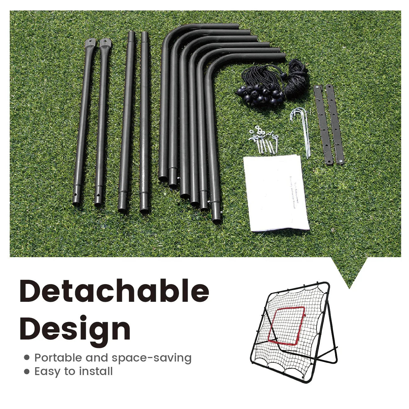 1m Football Rebounder Net Soccer Training Kickback Target Bounce Wall Detachable Metal Frame and PE Net For V985-SPORTSREBOUNDER