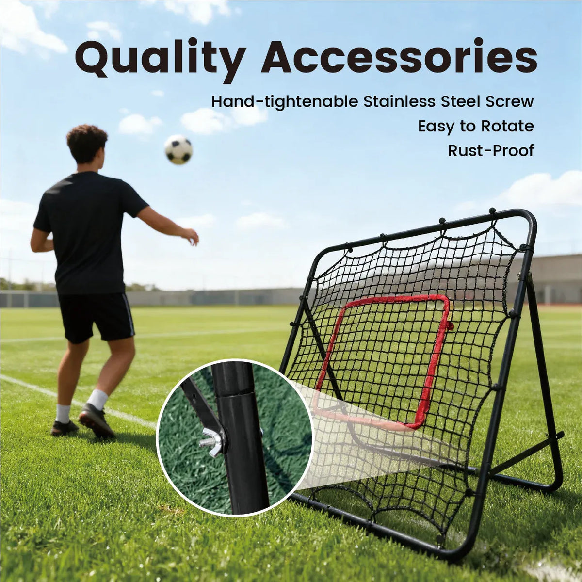 1m Football Rebounder Net Soccer Training Kickback Target Bounce Wall Detachable Metal Frame and PE Net For V985-SPORTSREBOUNDER