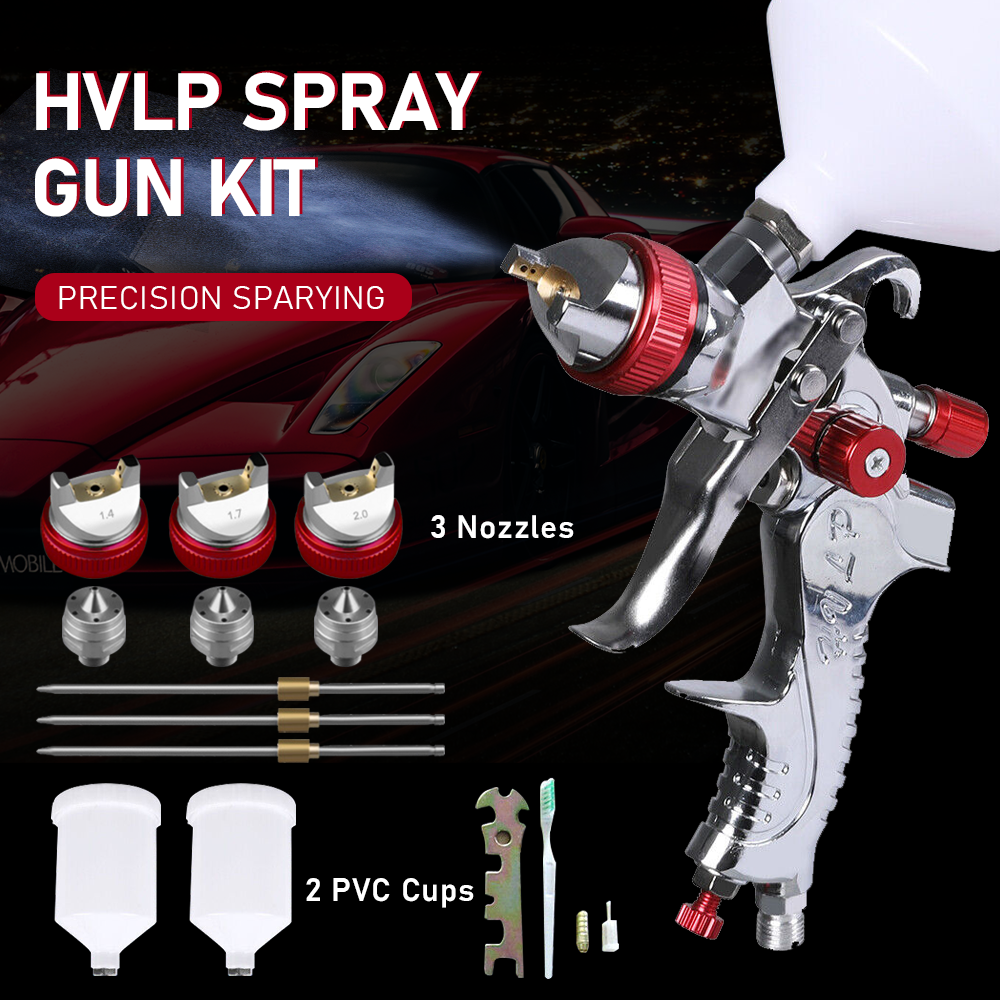 Air Spray Gun HVLP Kit Paint Gun Gravity Feed Air Spray Gun Airbrush Painting Tool 3 Nozzle 1.4mm 1.7mm 2mm V985-SPRAYGUNKIT