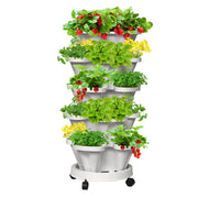 5 Tier Stackable Planter Pots Vertical Garden Stacking Space Saving High Yield Ideal for Herbs Flower Plants V985-STACKABLEPLANTERSET