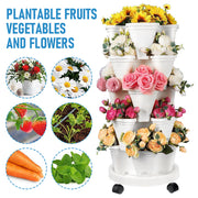 5 Tier Stackable Planter Pots Vertical Garden Stacking Space Saving High Yield Ideal for Herbs Flower Plants V985-STACKABLEPLANTERSET