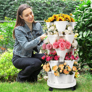 5 Tier Stackable Planter Pots Vertical Garden Stacking Space Saving High Yield Ideal for Herbs Flower Plants V985-STACKABLEPLANTERSET