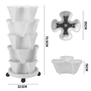 5 Tier Stackable Planter Pots Vertical Garden Stacking Space Saving High Yield Ideal for Herbs Flower Plants V985-STACKABLEPLANTERSET