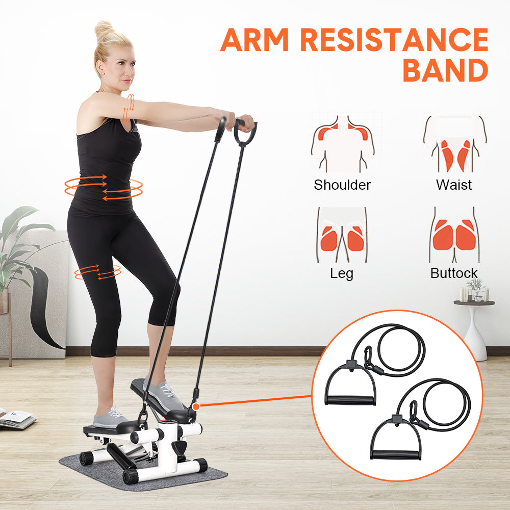 Mini Stepper Home Office Stair Stepper Machine with Resistance Bands and LCD Monitor for Full Body Workout V985-STEPPERS2