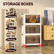 Foldable Storage Cabinet Stackable Bins Household Plastic Closet Multi-purpose Organizer Doors and Top Lid 2 V985-STORAGEBOXES