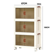 Foldable Storage Cabinet Stackable Bins Household Plastic Closet Multi-purpose Organizer Doors and Top Lid 2 V985-STORAGEBOXES