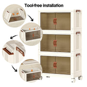 Foldable Storage Cabinet Stackable Bins Household Plastic Closet Multi-purpose Organizer Doors and Top Lid 2 V985-STORAGEBOXES