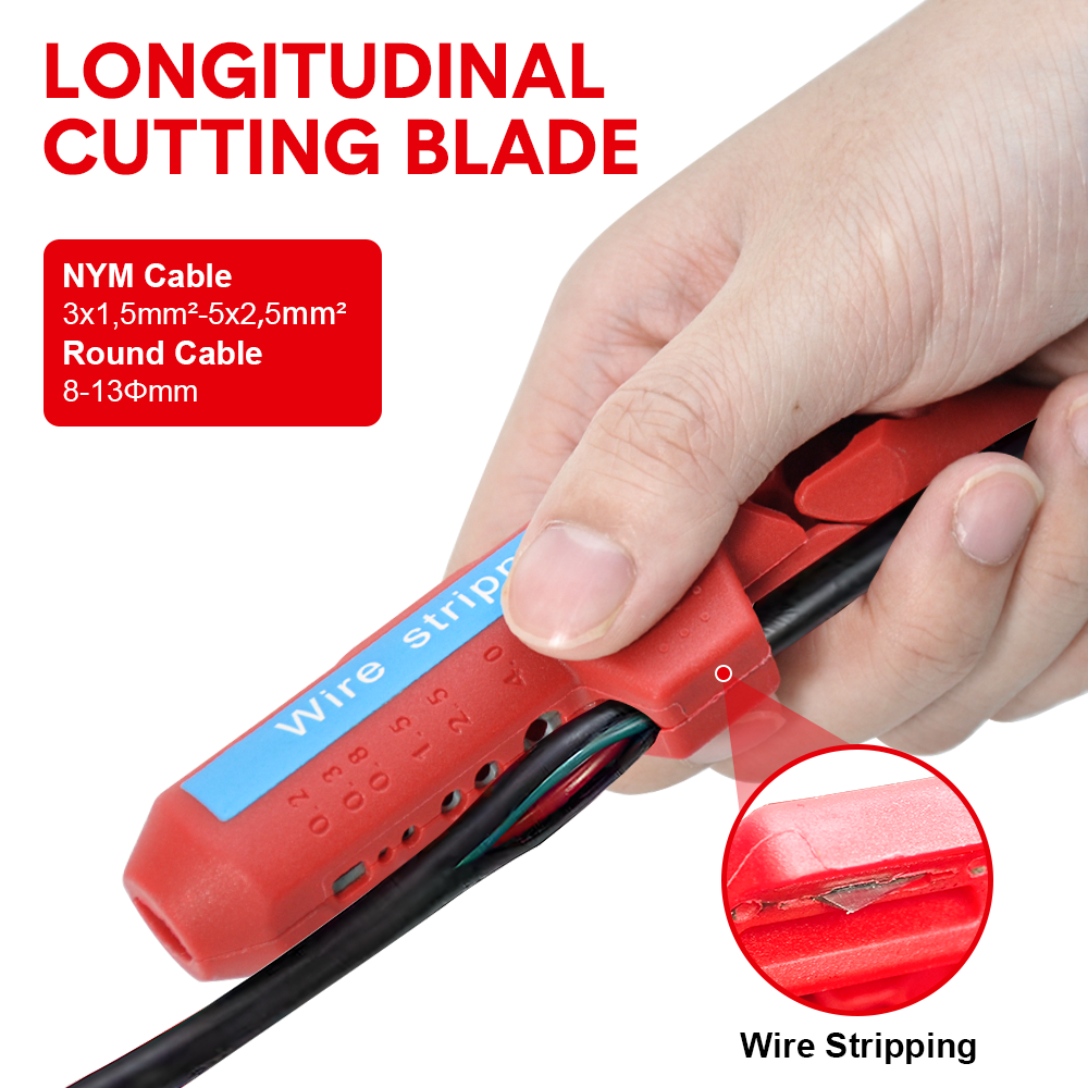 Wire Stripper Ergonomic Curved Handle Cable Stripping Splitting Cut Tool Wide Stripping Ranges Hand Tool with V985-STRIPPING2