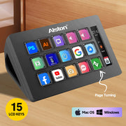 Studio Controller Keyboard Stream Controller Customizable Deck with 15 Shortcut Keys for Multi Applications V985-STUDIOCONTROLLER