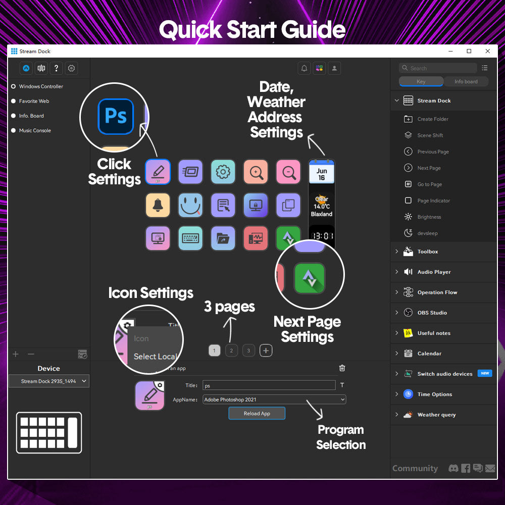 Studio Controller Keyboard Stream Controller Customizable Deck with 15 Shortcut Keys for Multi Applications V985-STUDIOCONTROLLER