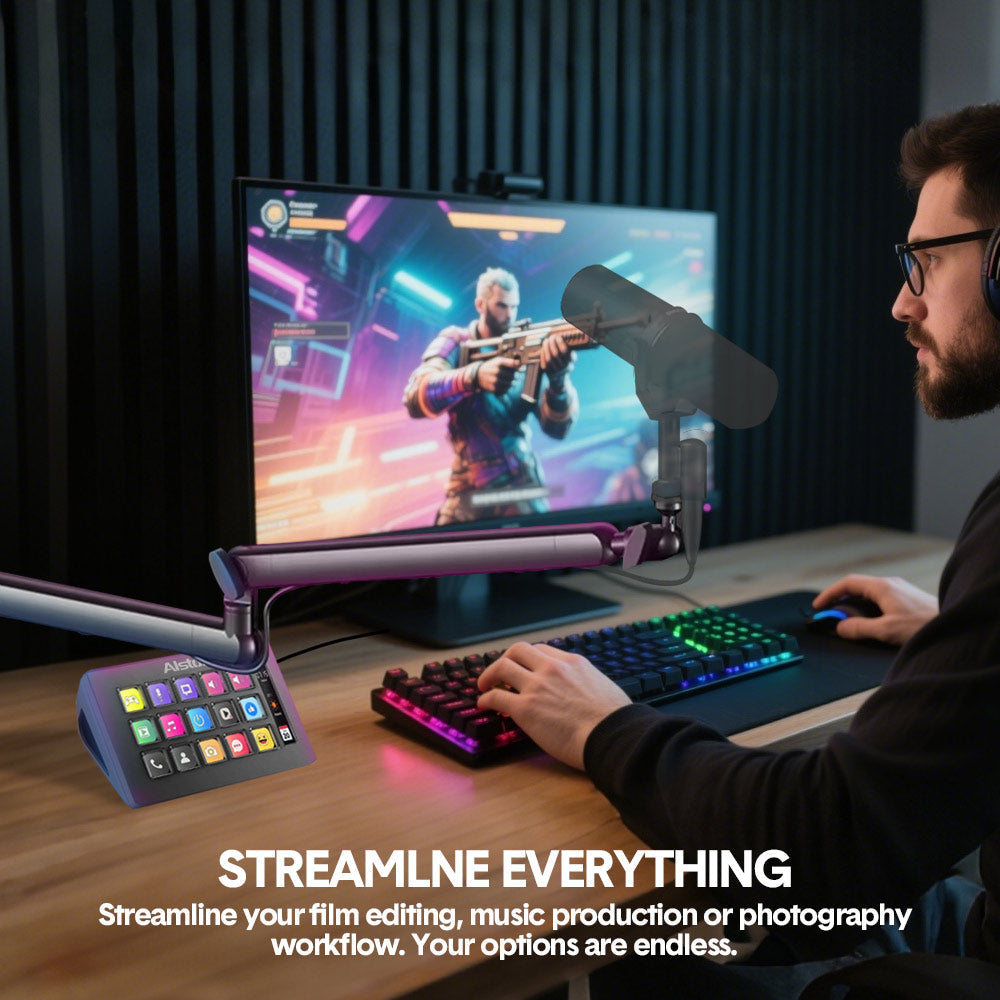 Studio Controller Keyboard Stream Controller Customizable Deck with 15 Shortcut Keys for Multi Applications V985-STUDIOCONTROLLER