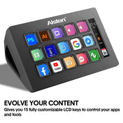 Studio Controller Keyboard Stream Controller Customizable Deck with 15 Shortcut Keys for Multi Applications V985-STUDIOCONTROLLER