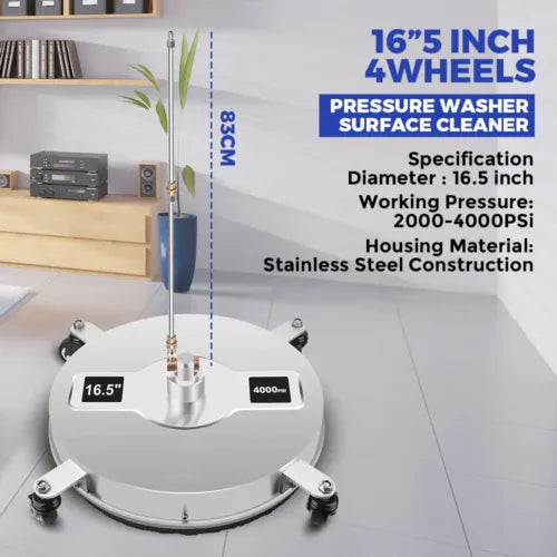 Alston 16.5 Inch High-Pressure Surface Cleaner Concrete Cleaner Driveway Cleaner 4000PSI-Stainless Steel with Quick Connector For Concrete Driveway