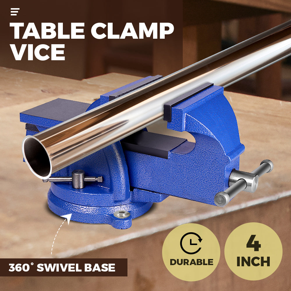 Heavy Duty 4" Bench Vice Table Top Clamp Vise with Anvil Swivel Base For Woodworking Fit for Home and V985-TABLECLAMPVICE