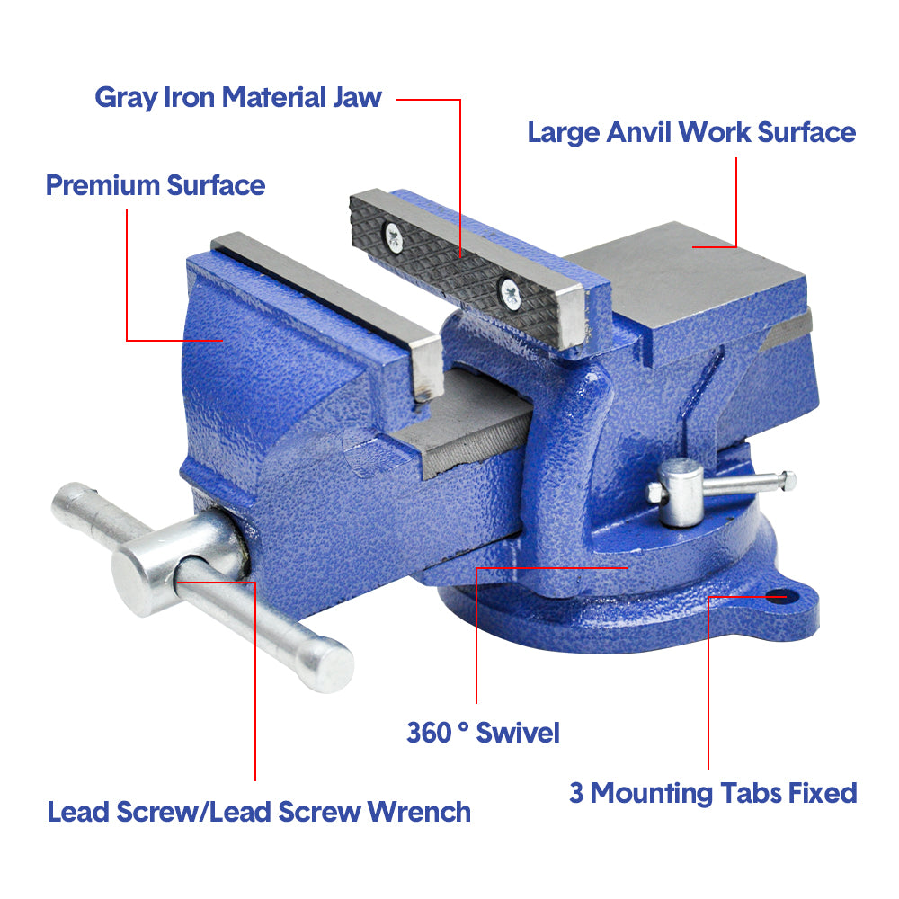 Heavy Duty 4" Bench Vice Table Top Clamp Vise with Anvil Swivel Base For Woodworking Fit for Home and V985-TABLECLAMPVICE