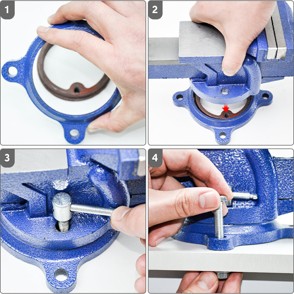 Heavy Duty 4" Bench Vice Table Top Clamp Vise with Anvil Swivel Base For Woodworking Fit for Home and V985-TABLECLAMPVICE