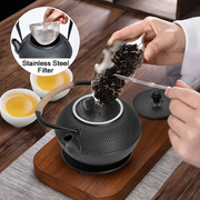1.2L Cast Iron Teapot and Warmer Set Tea Kettle Iron Bottle With Stainless Steel Mesh Infuser and Anti-Scald V985-TEAPOTSET