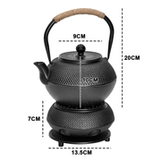 1.2L Cast Iron Teapot and Warmer Set Tea Kettle Iron Bottle With Stainless Steel Mesh Infuser and Anti-Scald V985-TEAPOTSET