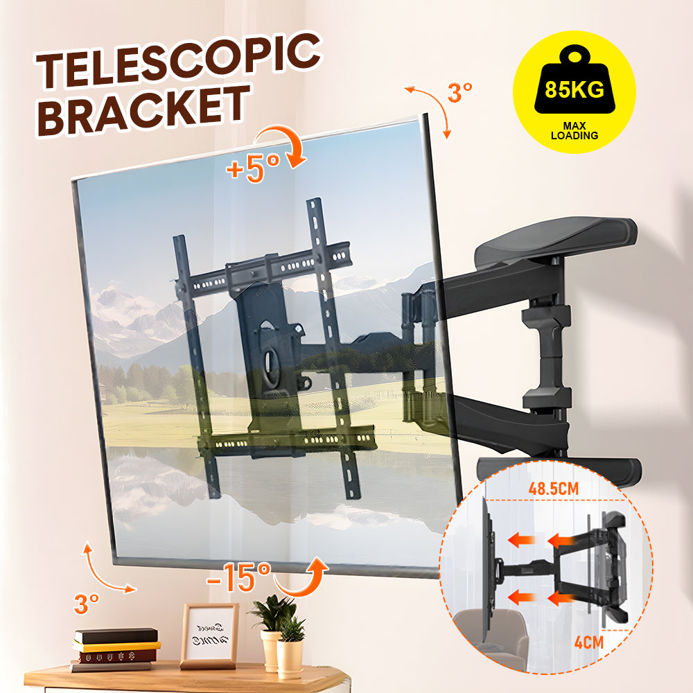 Telescopic Swivel and Tilt TV Monitor Wall Mount Bracket Load up to 85kg Full Motion Long Arm Bracket Max V985-TELESCOPICBRACKET