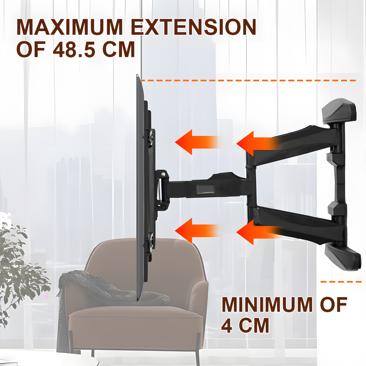 Telescopic Swivel and Tilt TV Monitor Wall Mount Bracket Load up to 85kg Full Motion Long Arm Bracket Max V985-TELESCOPICBRACKET