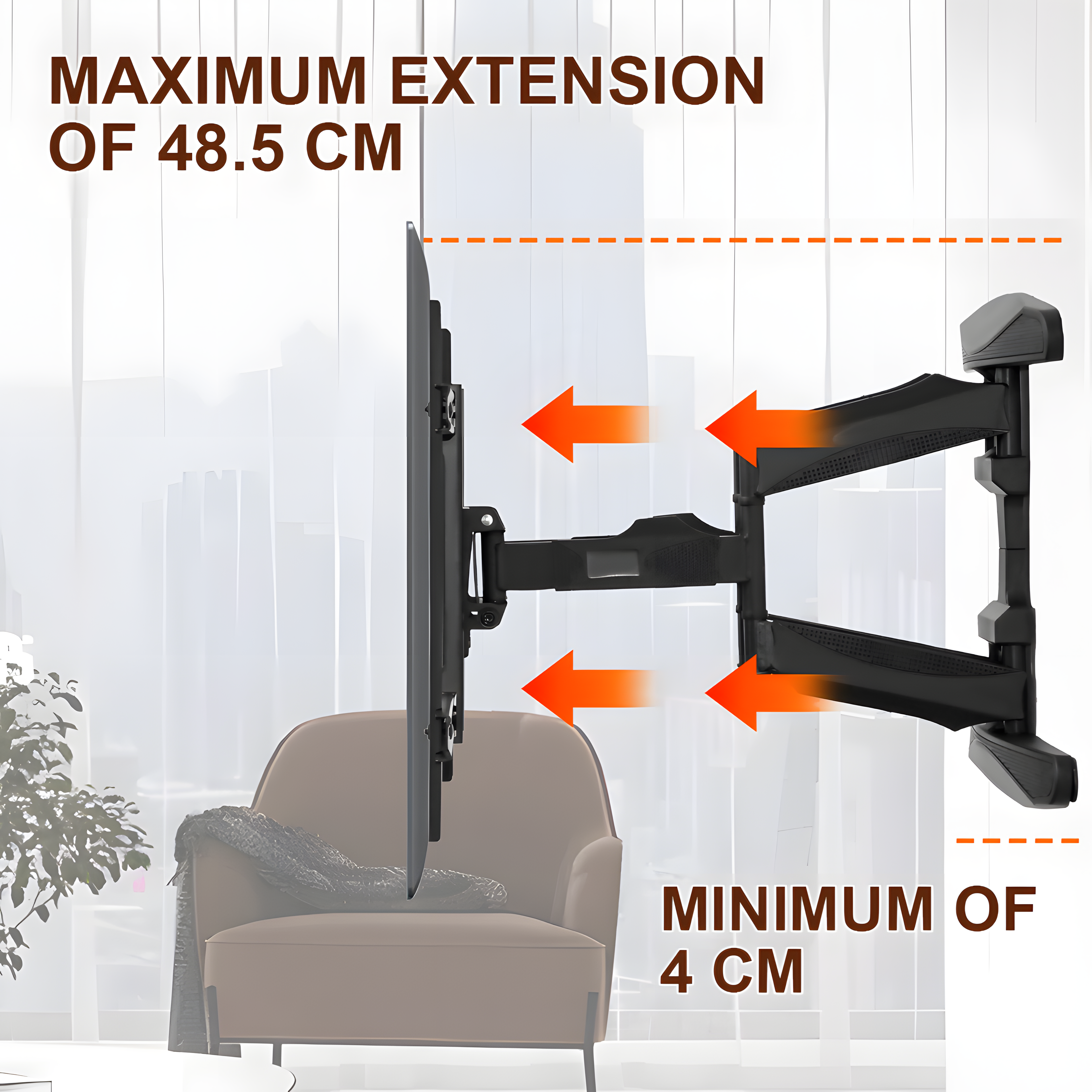 Telescopic Swivel and Tilt TV Monitor Wall Mount Bracket Load up to 85kg Full Motion Long Arm Bracket Max V985-TELESCOPICBRACKET