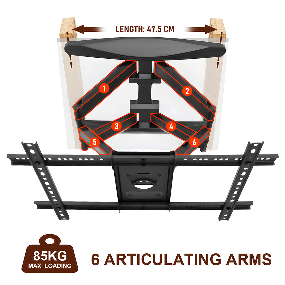 Telescopic Swivel and Tilt TV Monitor Wall Mount Bracket Load up to 85kg Full Motion Long Arm Bracket Max V985-TELESCOPICBRACKET