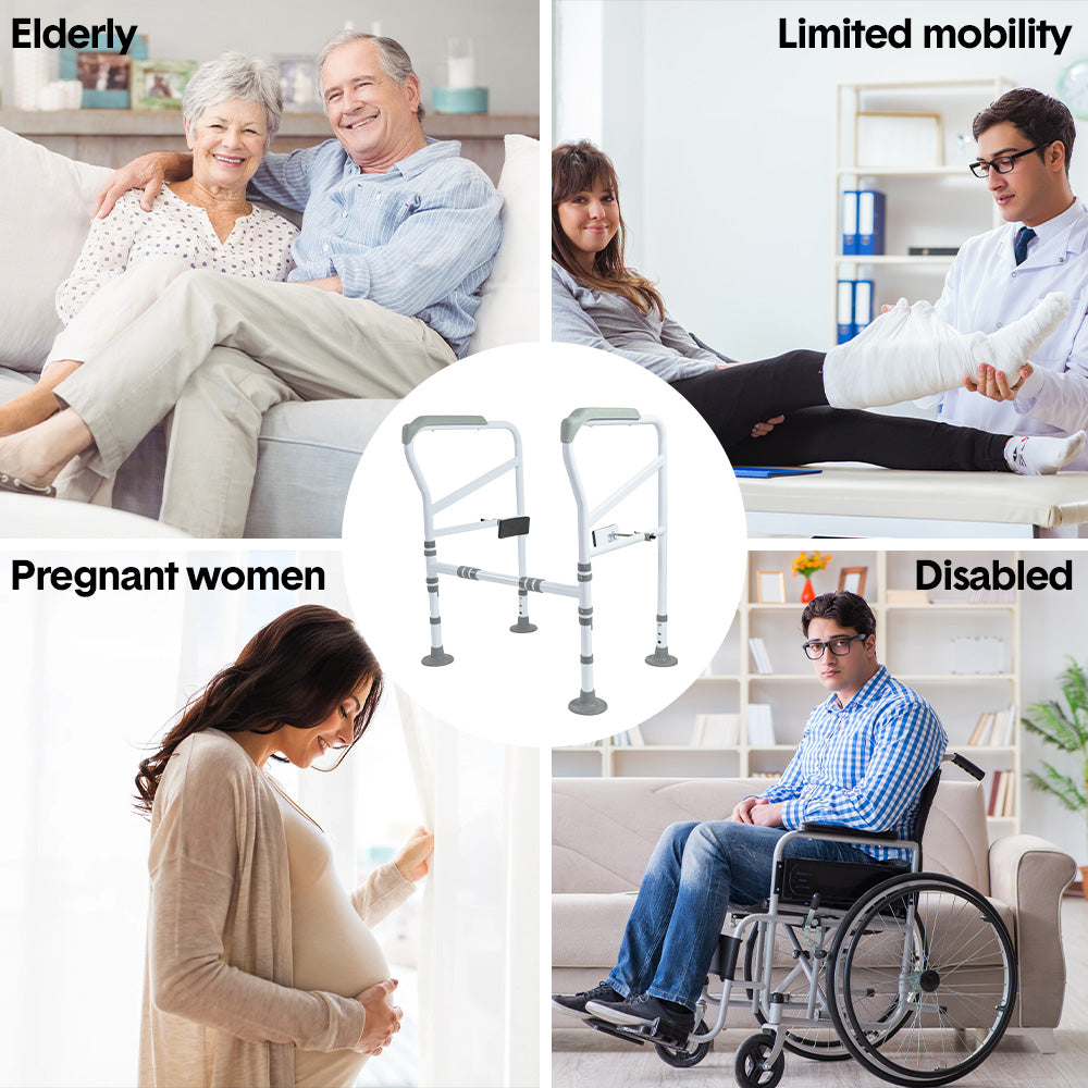 Toilet Frame Support Standing Disability Assist Aid Safety Grab Handle Rail Height and Width Adjustable For V985-TOILETSAFETYFRAME