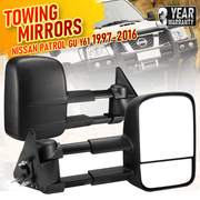 Front Pair Extendable Towing Mirrors Fit for Nissan Patrol GU/Y61 1997-2016 Manual Foldable Split View Black V985-TOWINGMIRRORSNS