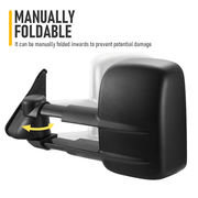 Front Pair Extendable Towing Mirrors Fit for Nissan Patrol GU/Y61 1997-2016 Manual Foldable Split View Black V985-TOWINGMIRRORSNS